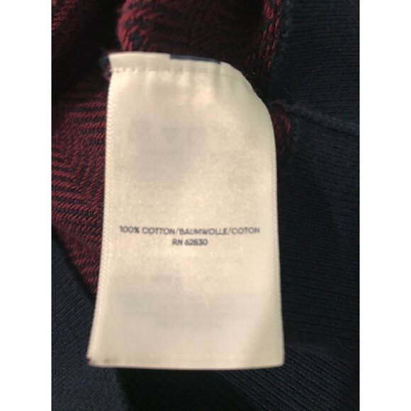 Lands End Quarter Zip Pullover Mens XL Deep Maroon Navy Blue Chevron Stripe - Picture 5 of 8